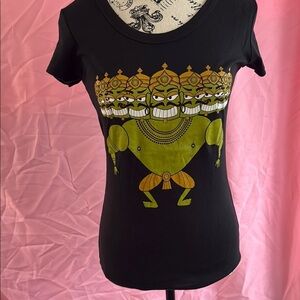 Black Graphic Tee with Green Design